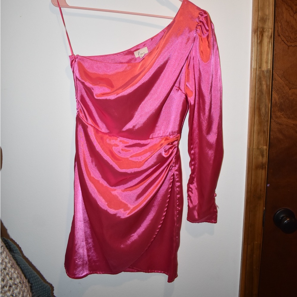 Boutique Satin one shoulder cocktail dress